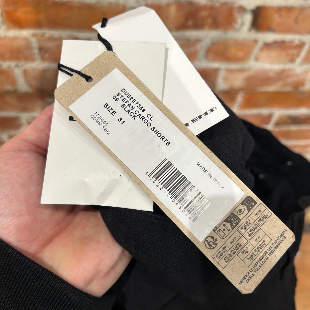 RICK OWENS FW25 CONCORDIANS DRKSHDW STEFAN CARGO SHORTS ‘BLACK’