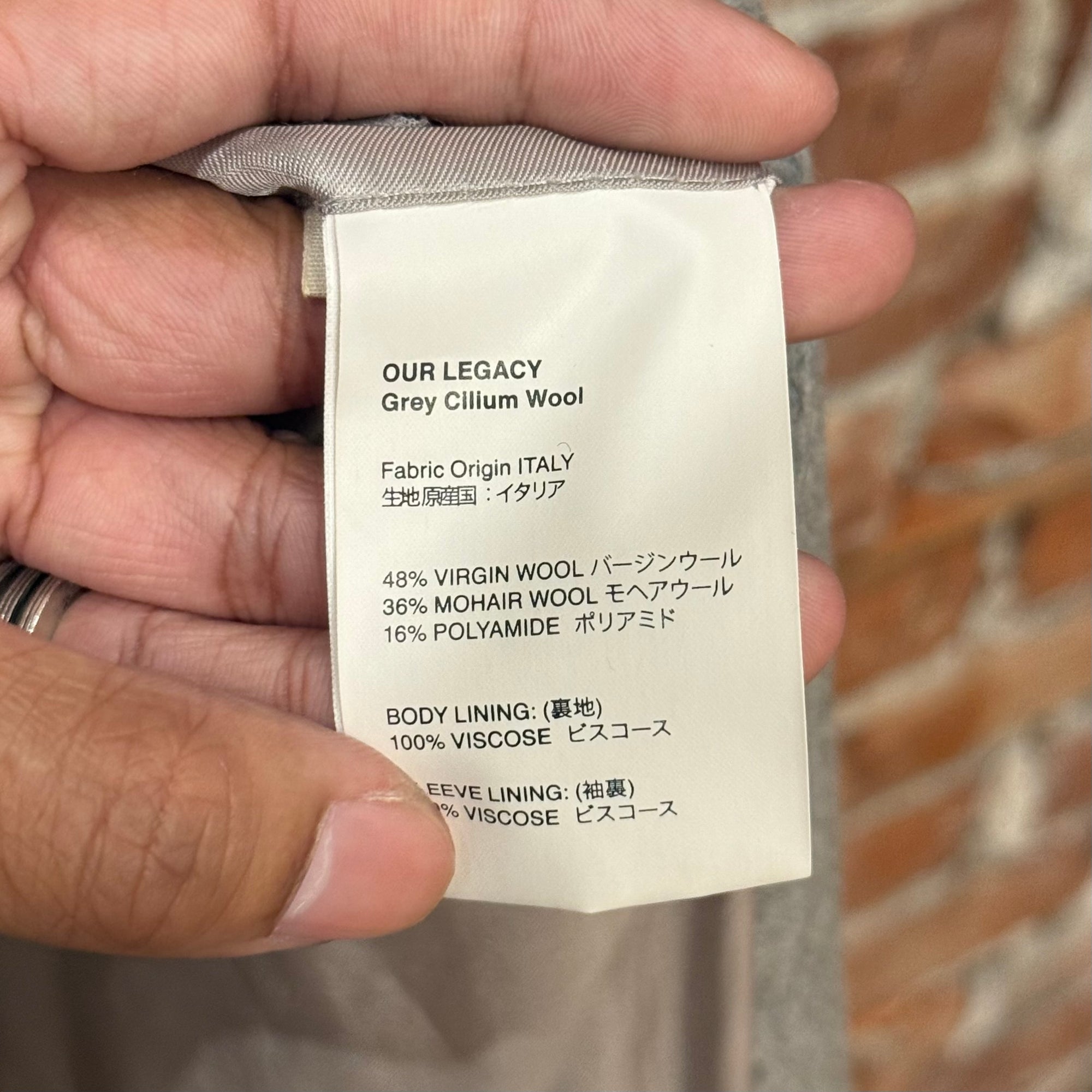 OUR LEGACY MOHAIR WOOL COAT ‘GREY’