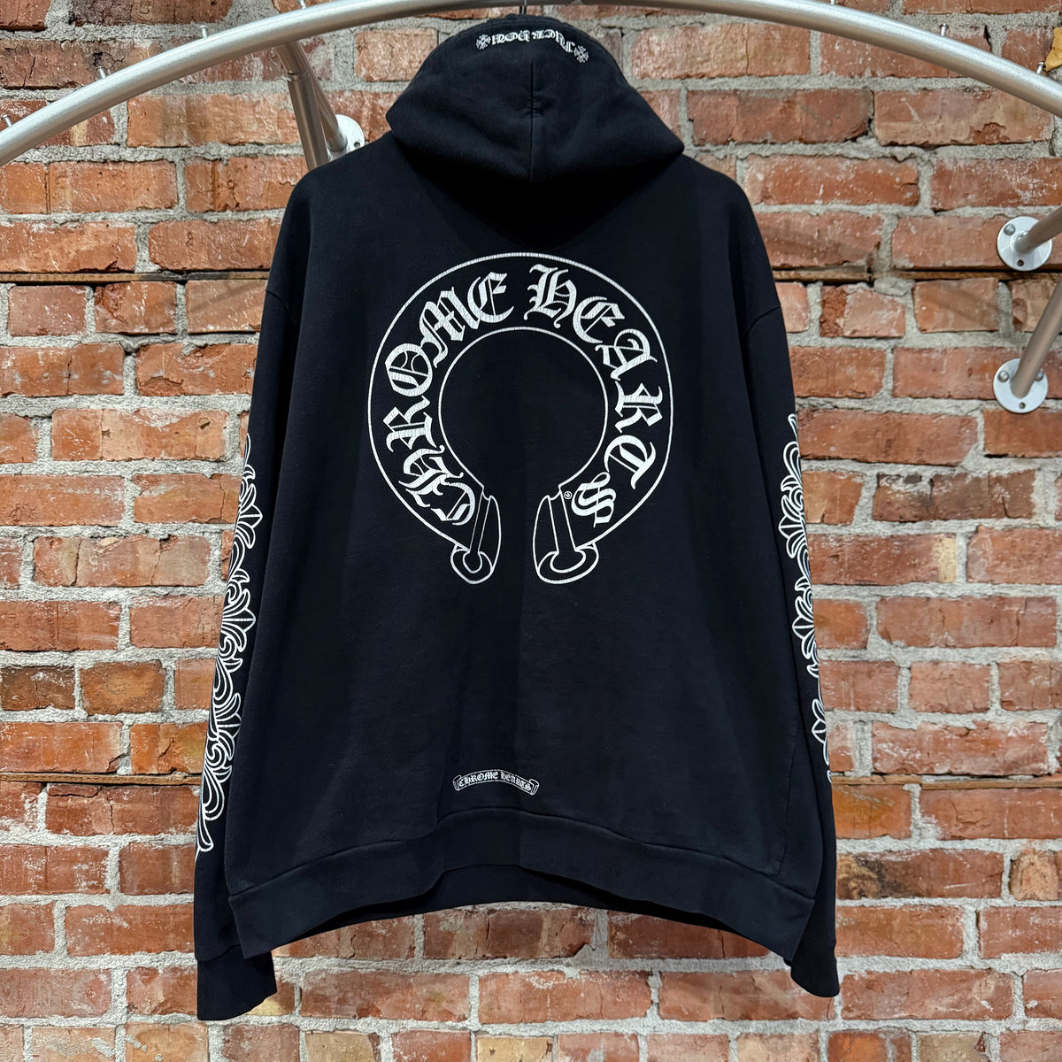 CHROME HEARTS SUNFADED HORSESHOE FLORAL PULLOVER HOODIE ‘BLACK’