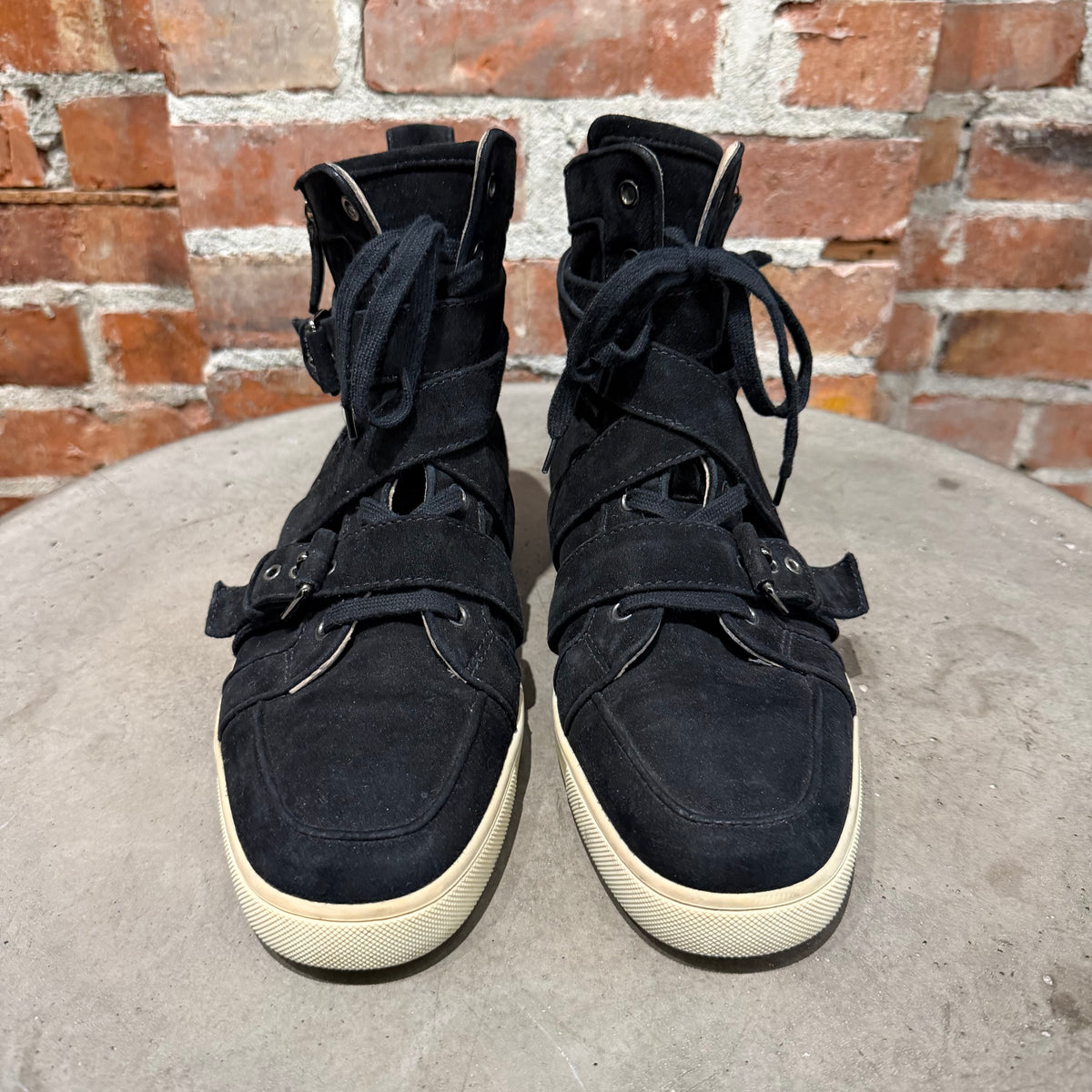 CHRISTIAN LOUBOUTIN HIGH TOP BONDAGE SUEDE SNEAKERS ‘BLACK’