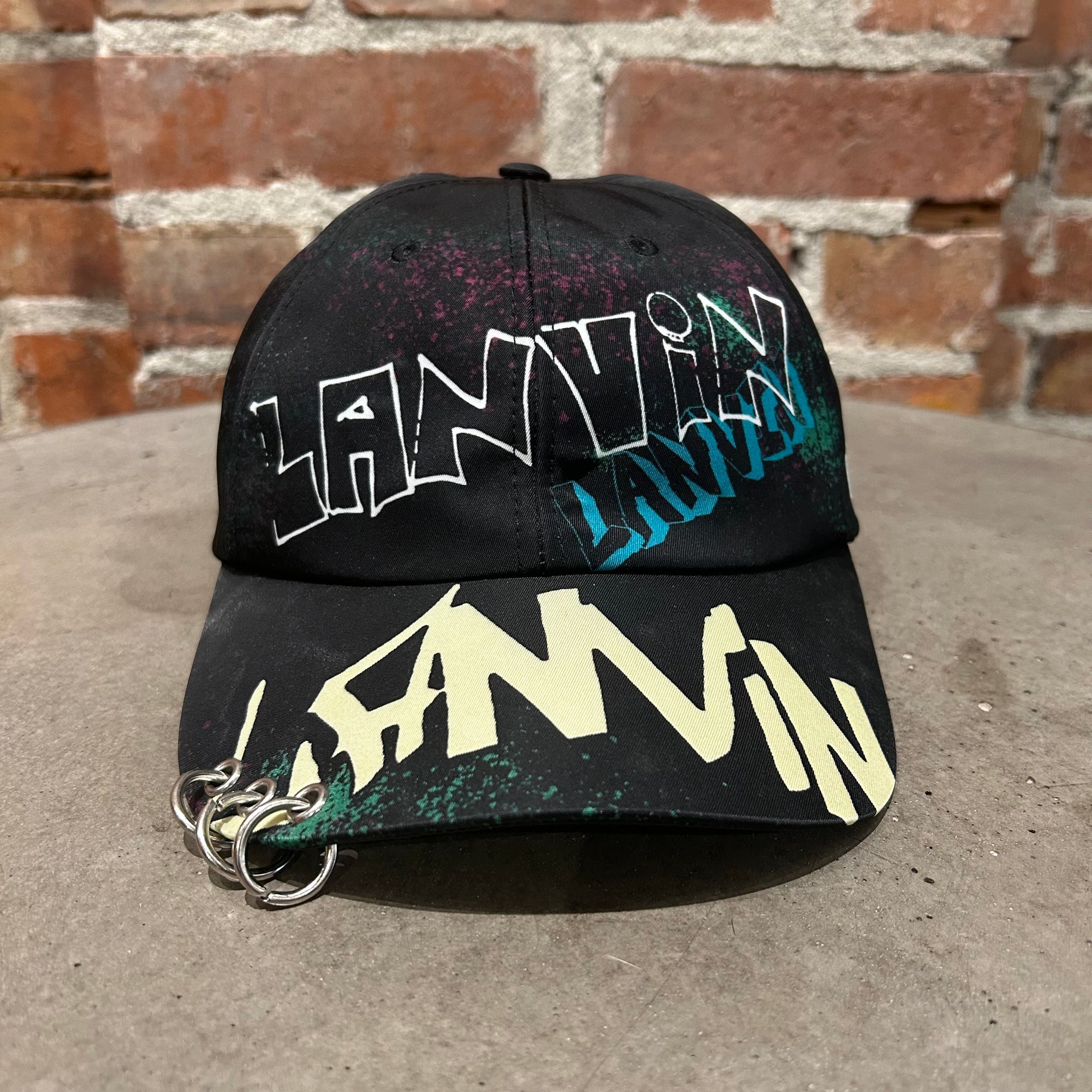 LANVIN PUNK GRAFFITI PRINT CAP ‘BLACK’