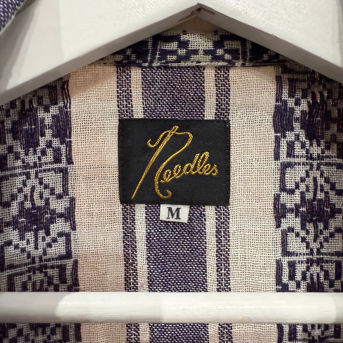 NEEDLES CABANA PAPILLON STRIPE SHIRT ‘CREAM/PURPLE’