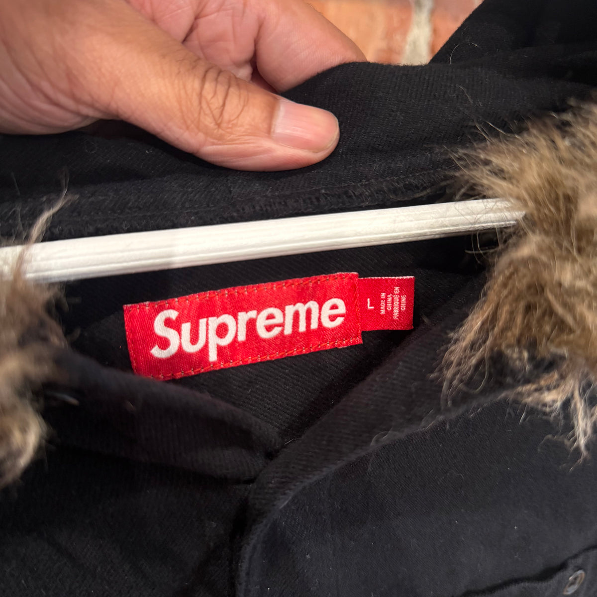 SUPREME FW24 FUR HOODED FLANNEL ‘BLACK’