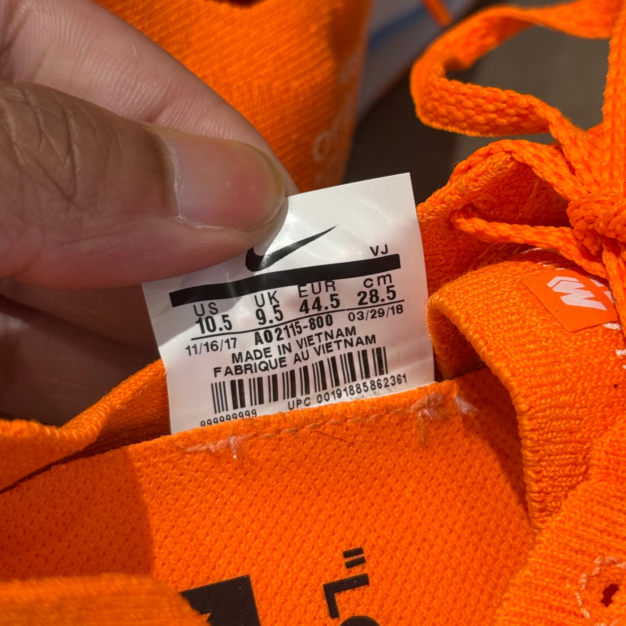 OFF WHITE X NIKE MERCURIAL ZOOM FLY SNEAKERS ‘ORANGE’