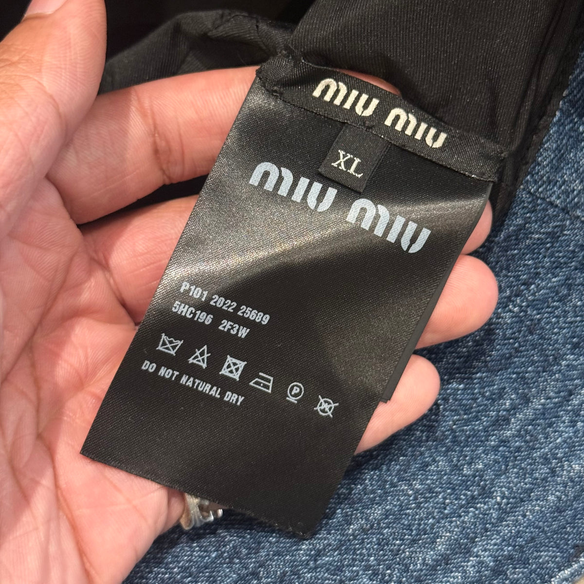 MIU MIU SS25 DENIM BUCKET HAT ‘DARK BLUE’