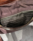 PRADA TESSTUO NYLON CROC LEATHER CROSSBODY BAG ‘BURGUNDY’