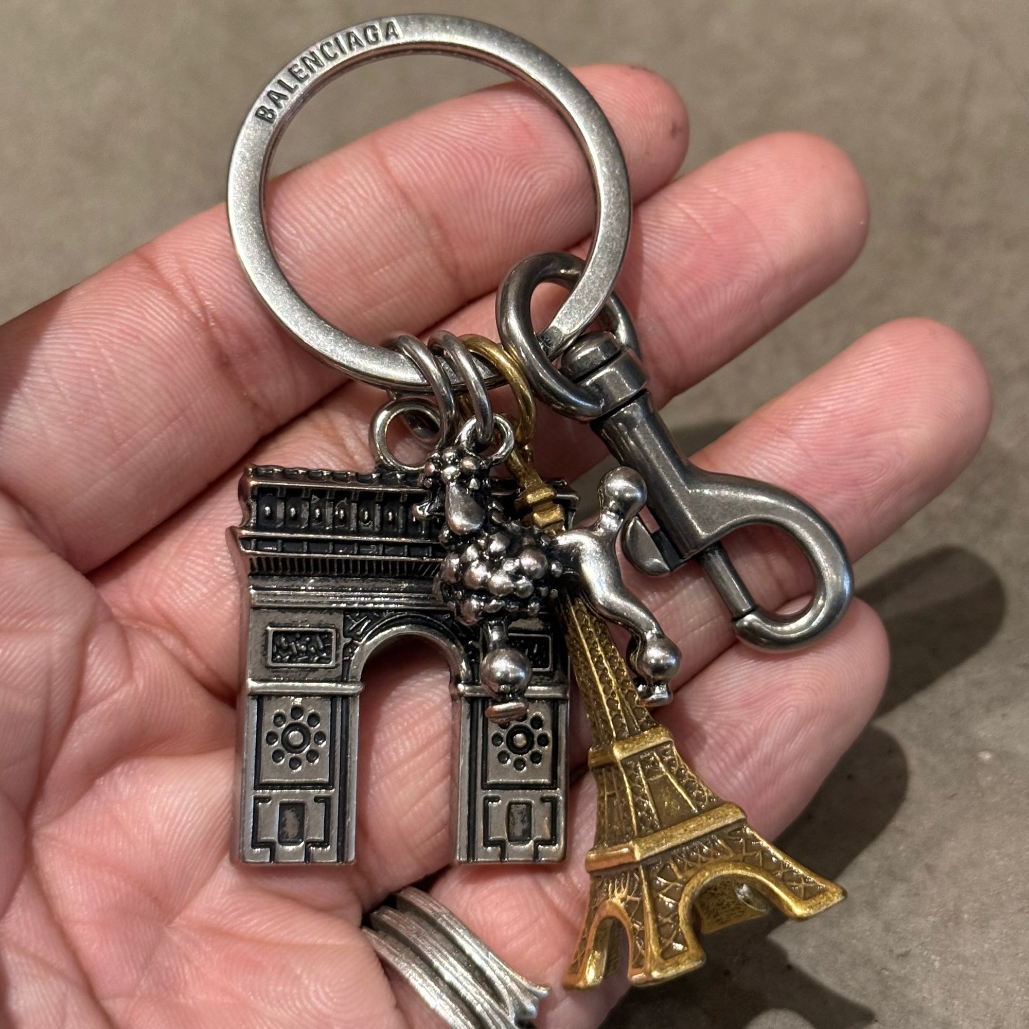 BALENCIAGA PARIS LANDMARKS KEYCHAIN ‘SILVER’