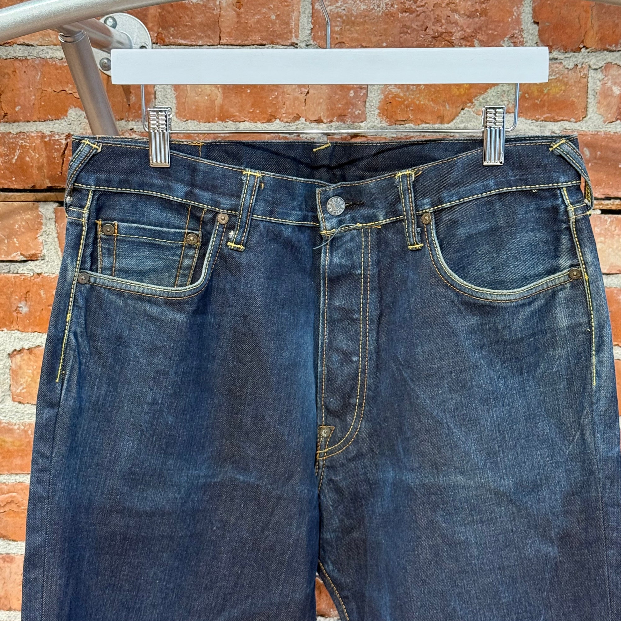 EVISU THICK GULL GULL SLIM STRAIGHT DENIM ‘INDIGO/WHITE’