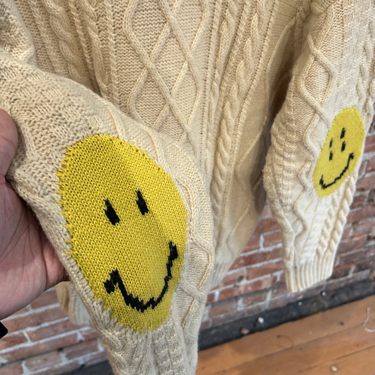KAPITAL 5G KNIT SMILEY CARDIGAN ‘CREAM’