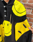 KAPITAL RECONSTRUCTED PATCHWORK SMILEY HOODIE ‘BLACK/YELLOW’