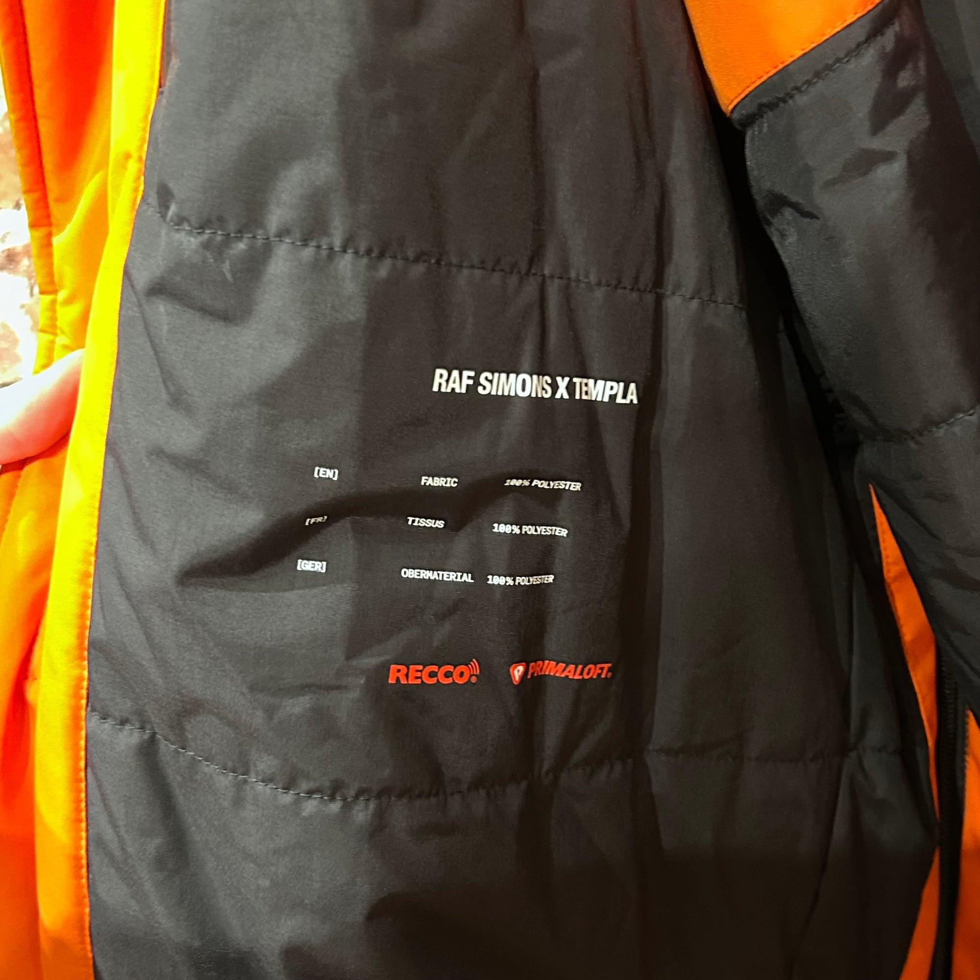 RAF SIMONS x TEMPLA OVERSIZED SKI JACKET ‘ORANGE’