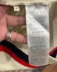 GUCCI WEB STRIPE KNIT POLO SWEATER ‘CREAM’