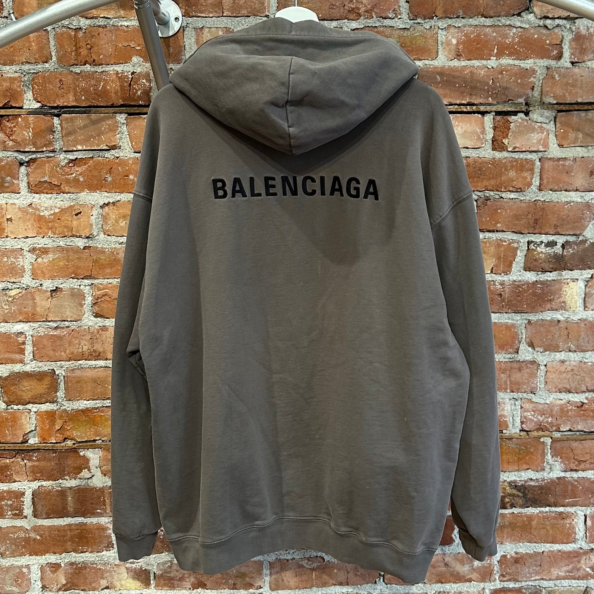 BALENCIAGA SS22 MINI LOGO HOODIE ‘ASH’