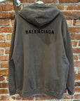 BALENCIAGA SS22 MINI LOGO HOODIE ‘ASH’