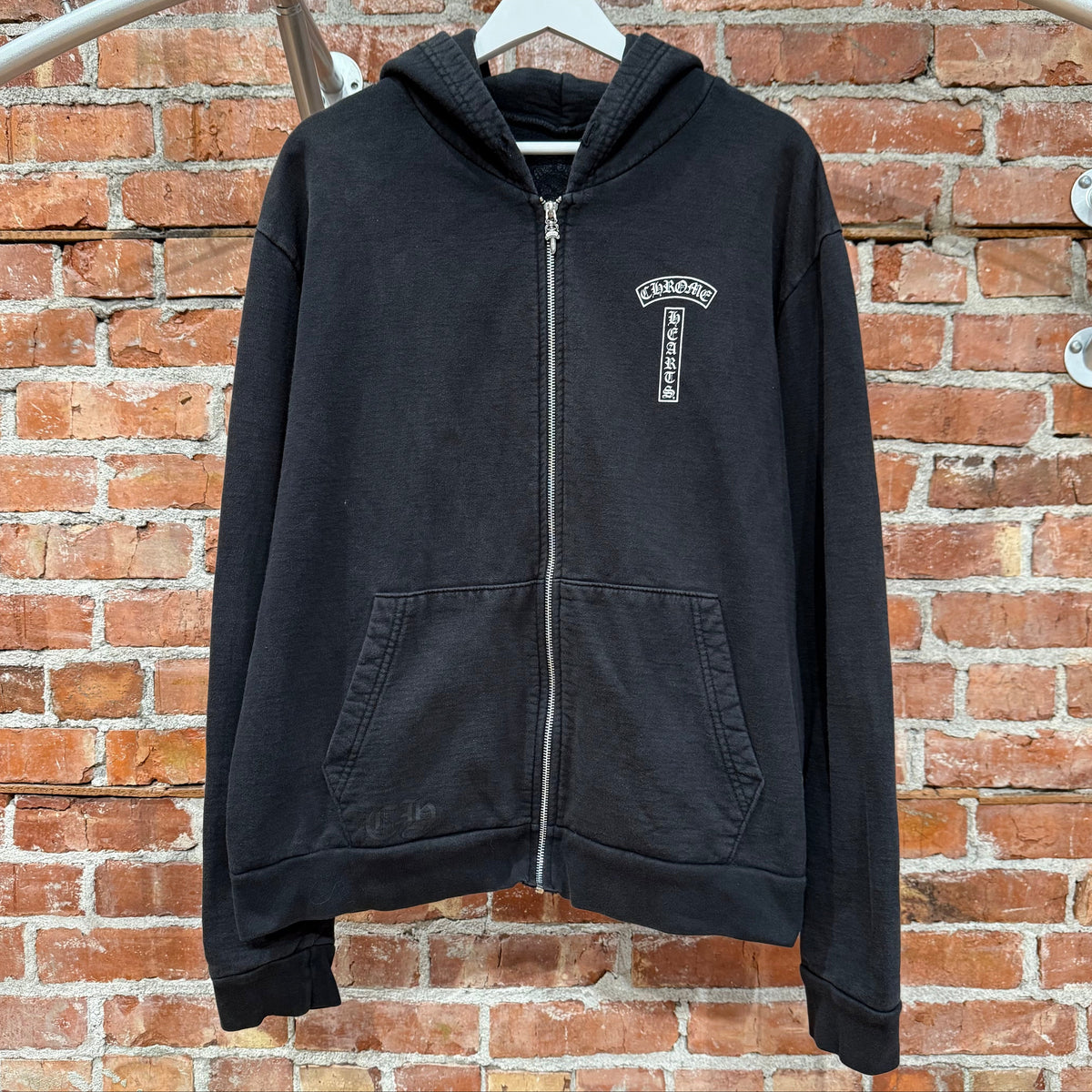 CHROME HEARTS FADED T-BAR ZIP HOODIE ‘BLACK’