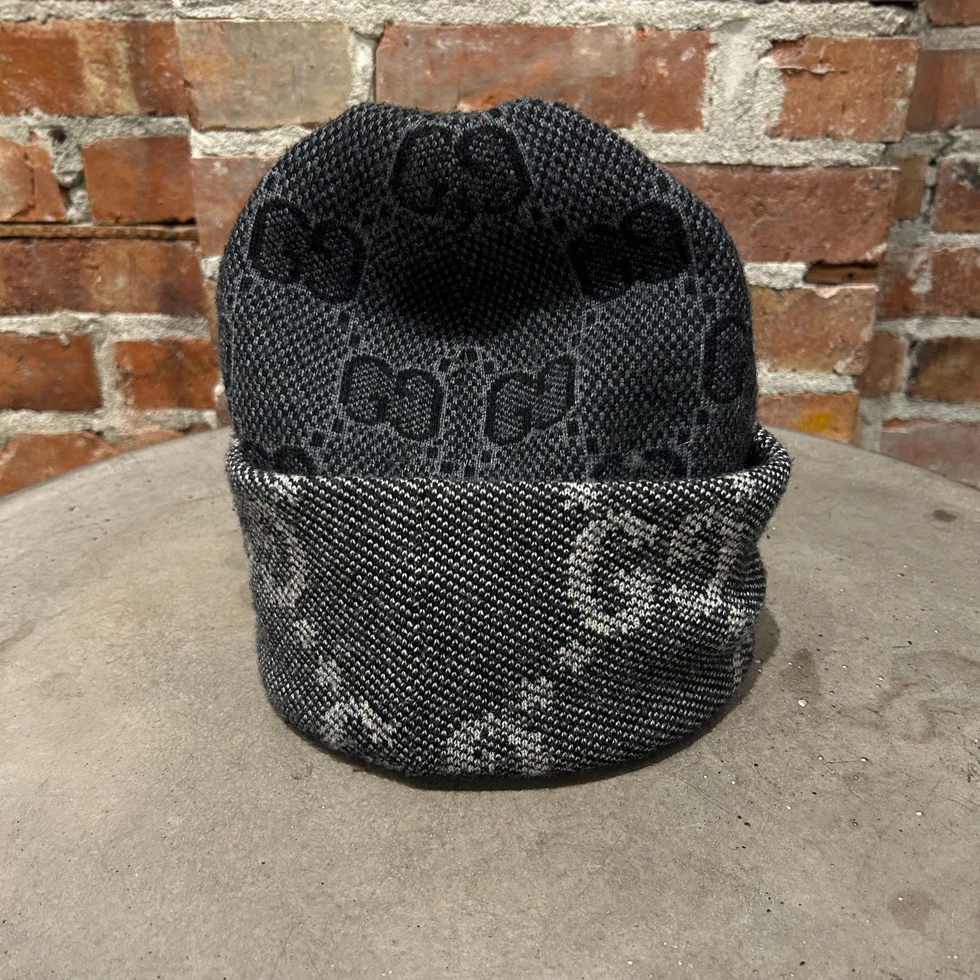 GUCCI GG JACQUARD WOOL REVERSIBLE BEANIE ‘NAVY’