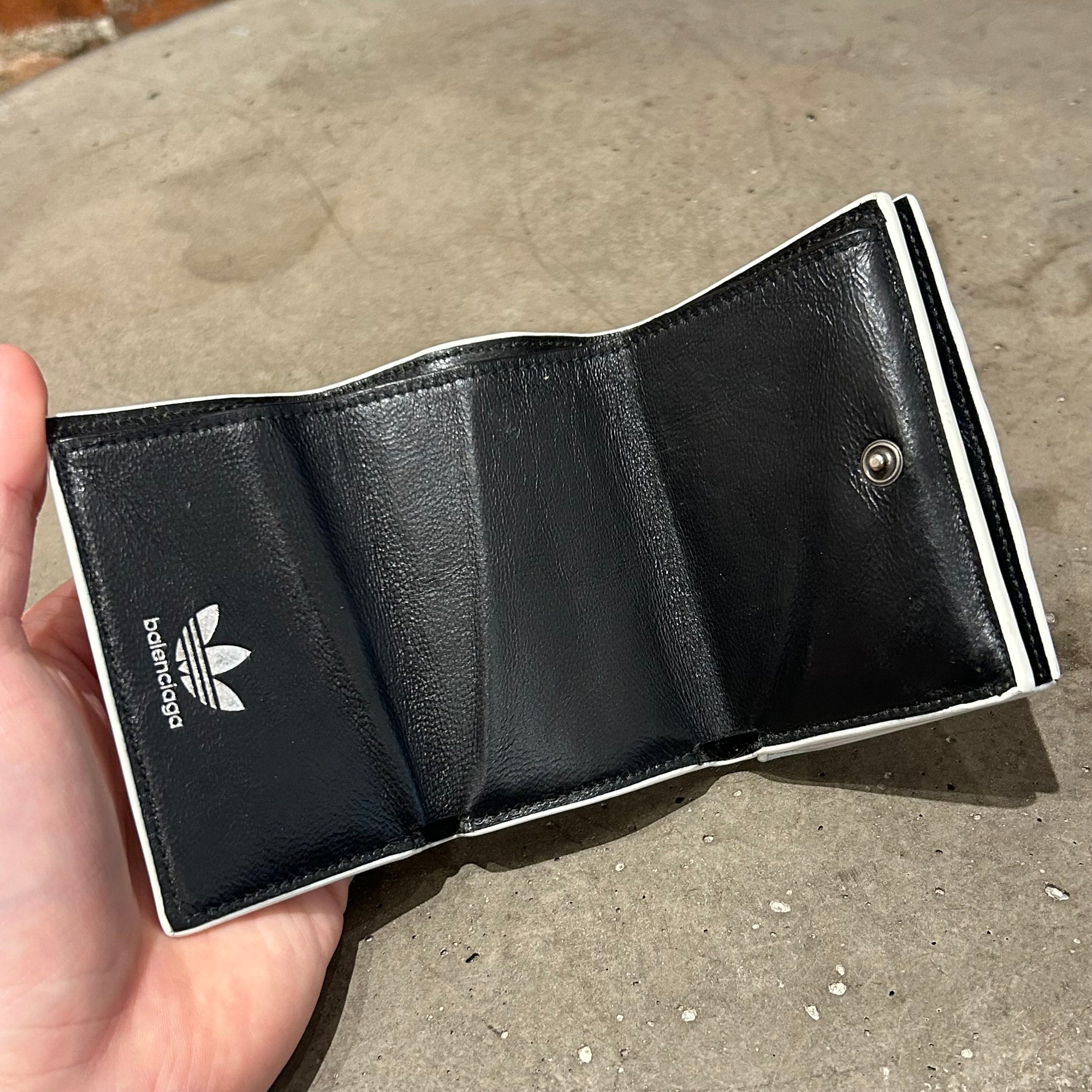 BALENCIAGA X ADIDAS TRIFOLD LAMBSKIN WALLET ‘BLACK/WHITE’