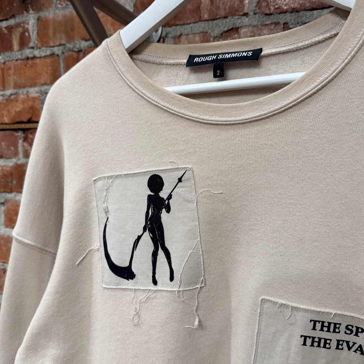 ROUGH SIMMONS EVANGELION PATCHWORK CREWNECK ‘CREAM’