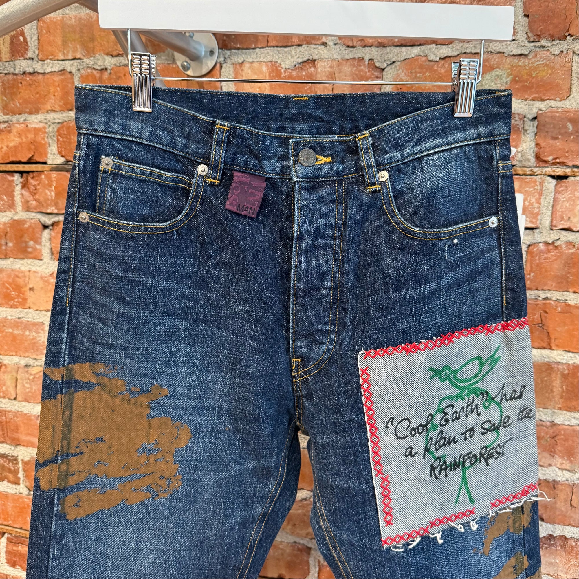 VIVIENNE WESTWOOD MAN "SAVE THE EARTH" PATCHWORK DENIM ‘BLUE’