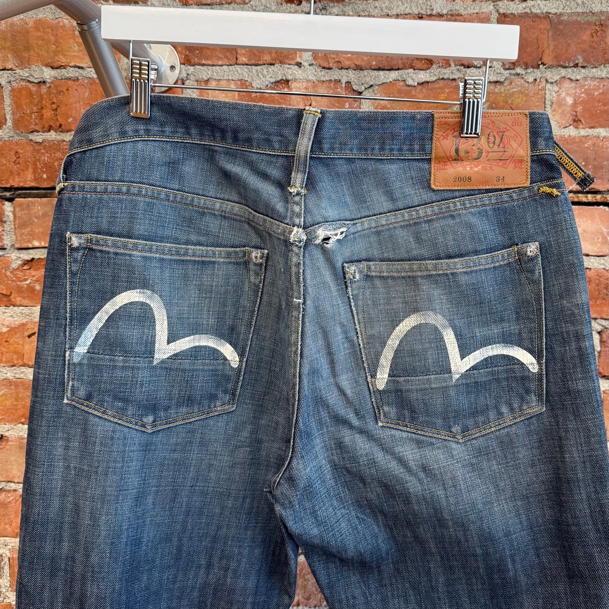 EVISU LOT 2008 THIN GULL DENIM 'INDIGO/WHITE'