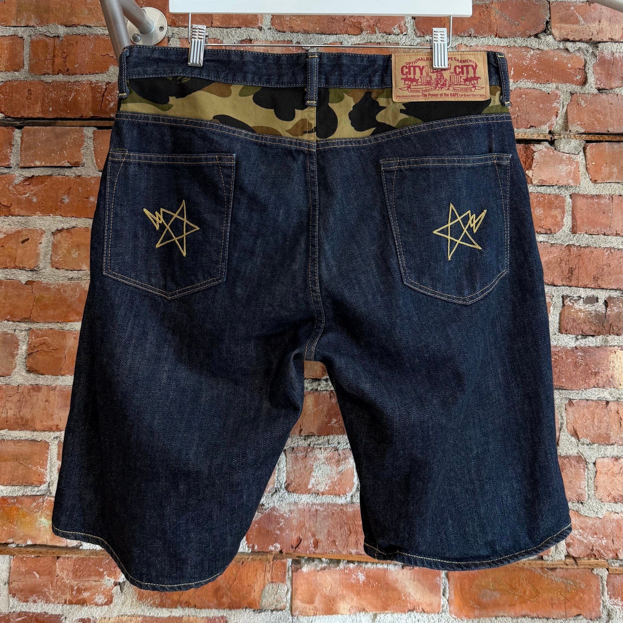 BAPE CAMO BACK DENIM SHORTS ‘DARK BLUE’