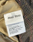MIU MIU FW25 HOUNDSTOOTH CHECK BLOUSON JACKET ‘BROWN’