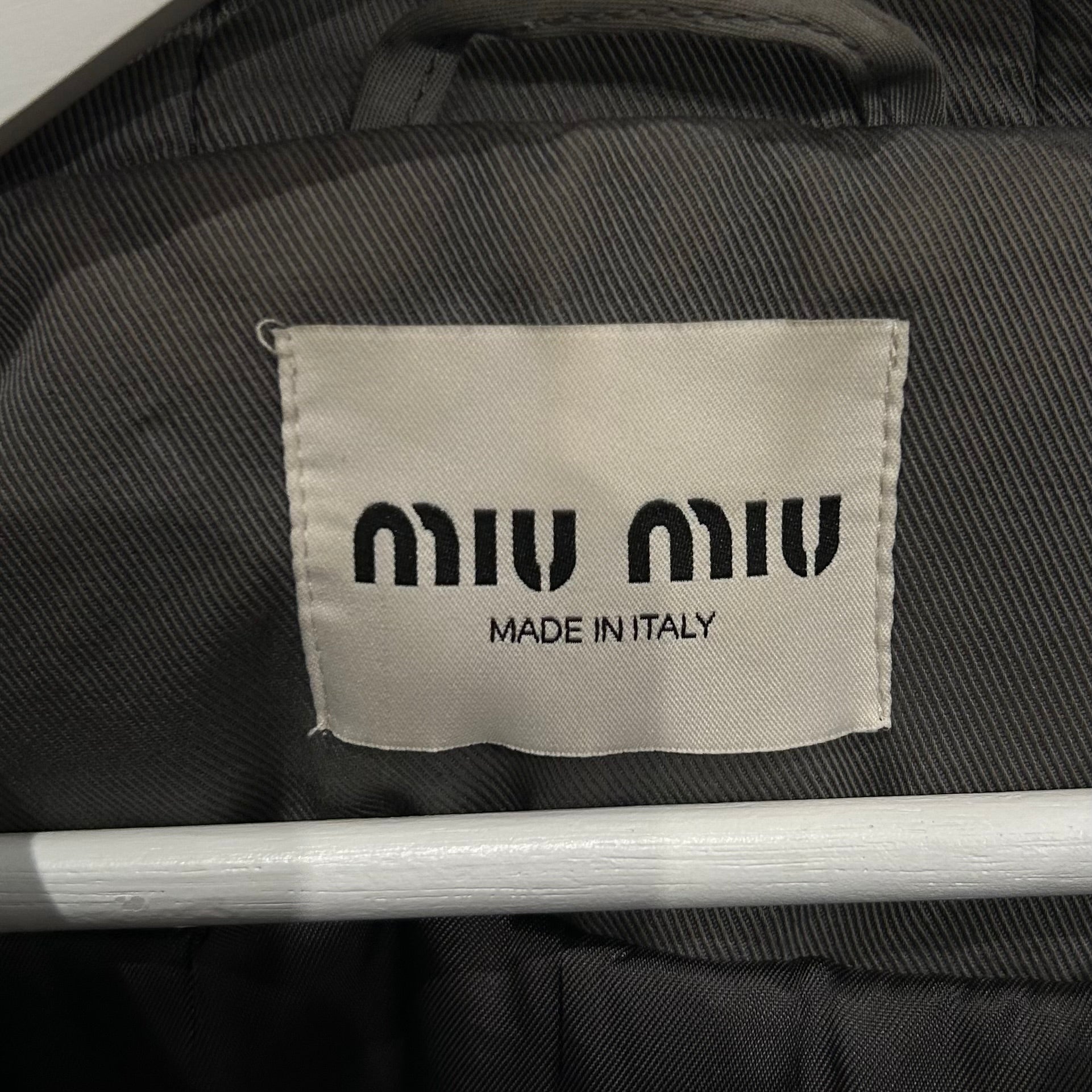MIU MIU HOODED GARMENT-DYED BLOUSON JACKET ‘GREY’