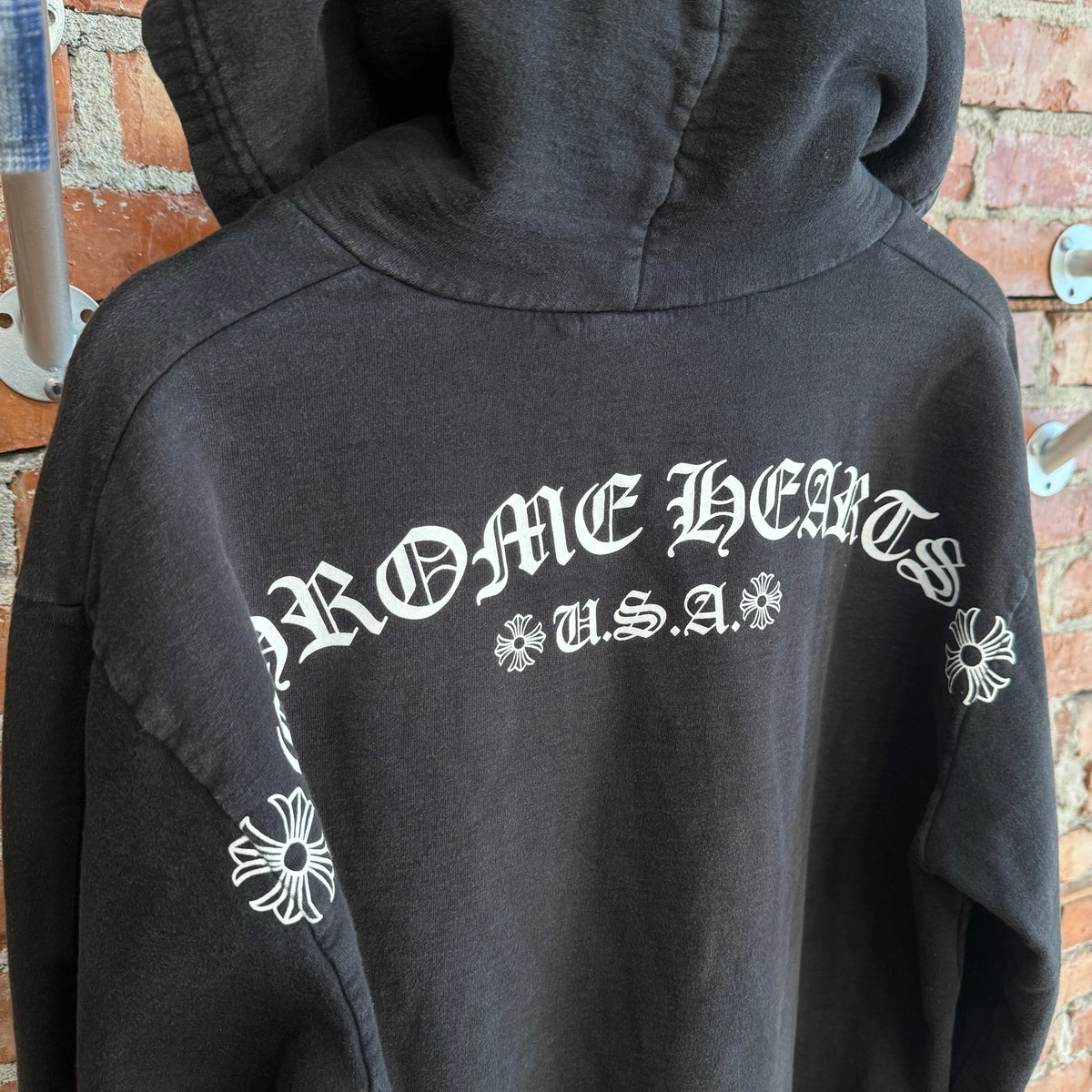 CHROME HEARTS FADED T-BAR ZIP HOODIE ‘BLACK’