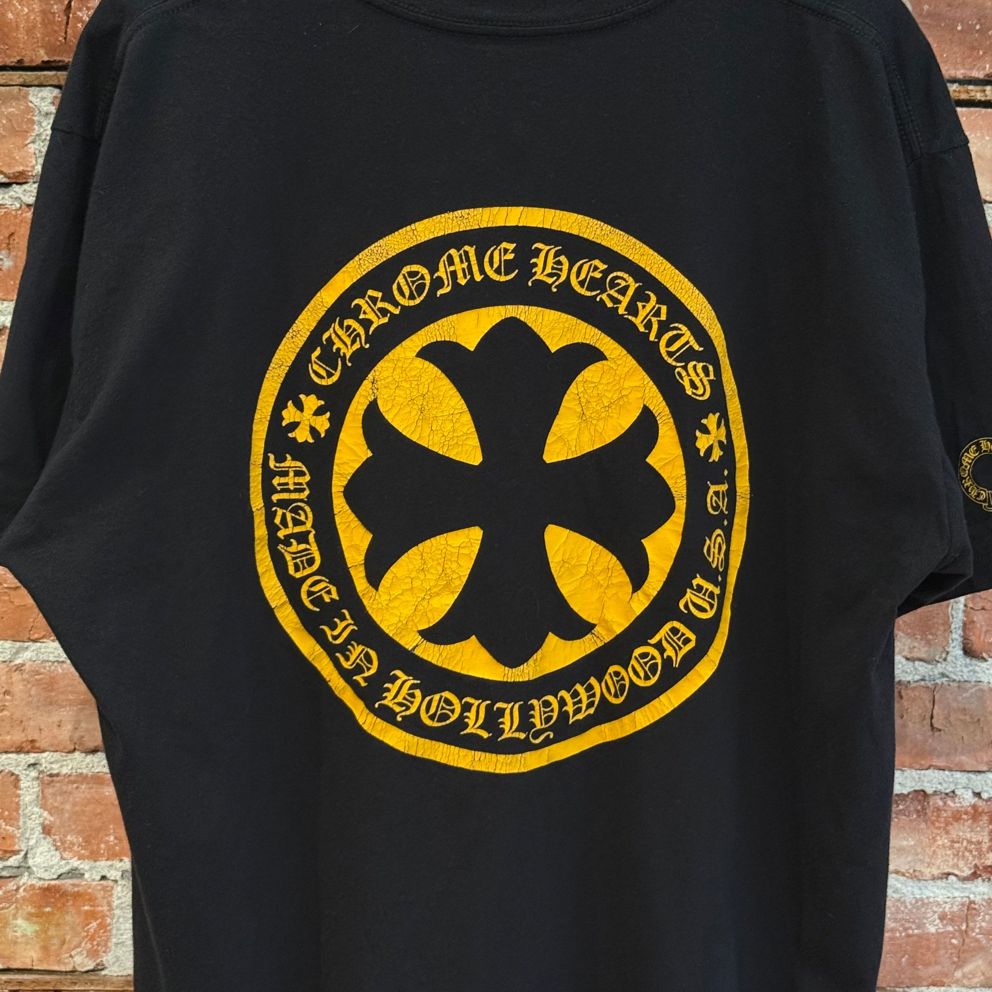 CHROME HEARTS PLUS CROSS POCKET TEE ‘BLACK/YELLOW’