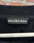 BALENCIAGA STITCHED LOGO VELOUR LINED CREWNECK’