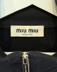MIU MIU FW25 COTTON FLEECE QUARTER ZIP ‘BLACK’