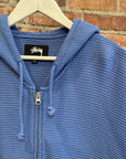 STUSSY DOUBLE LAYER WAFFLE ZIP HOODIE ‘BLUE’