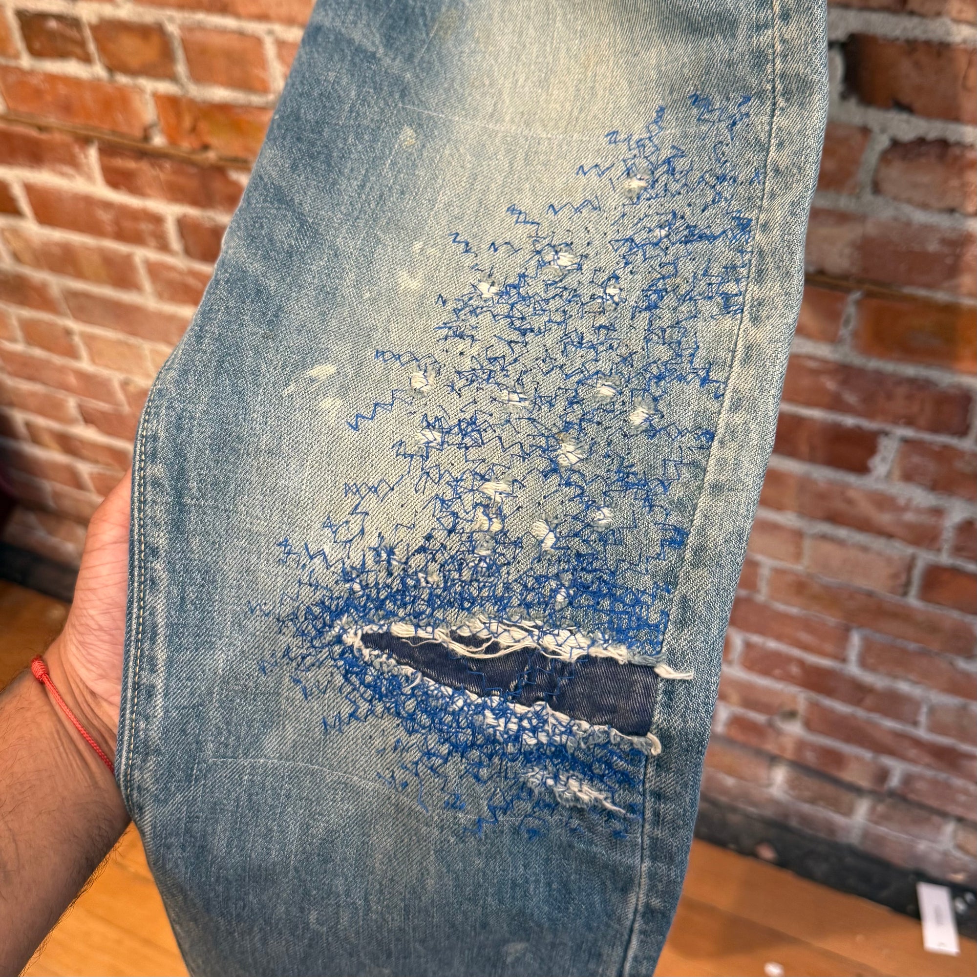 KAPITAL VIP ORDER 5P MONKEY CISCO "3 YEAR FADE" SASHIKO DENIM ‘BLUE’