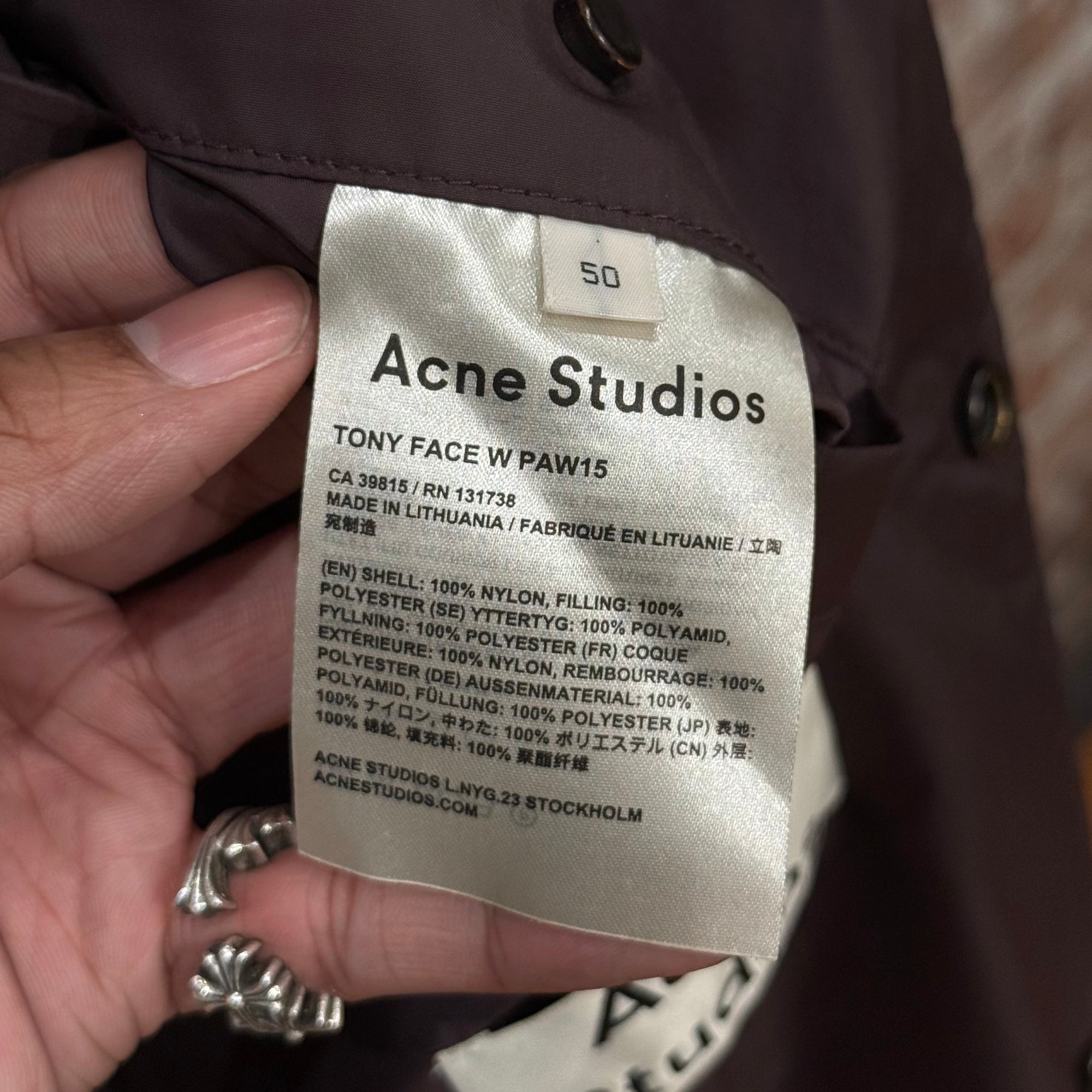ACNE STUDIOS FACE LOGO PADDED JACKET ‘BURGUNDY’