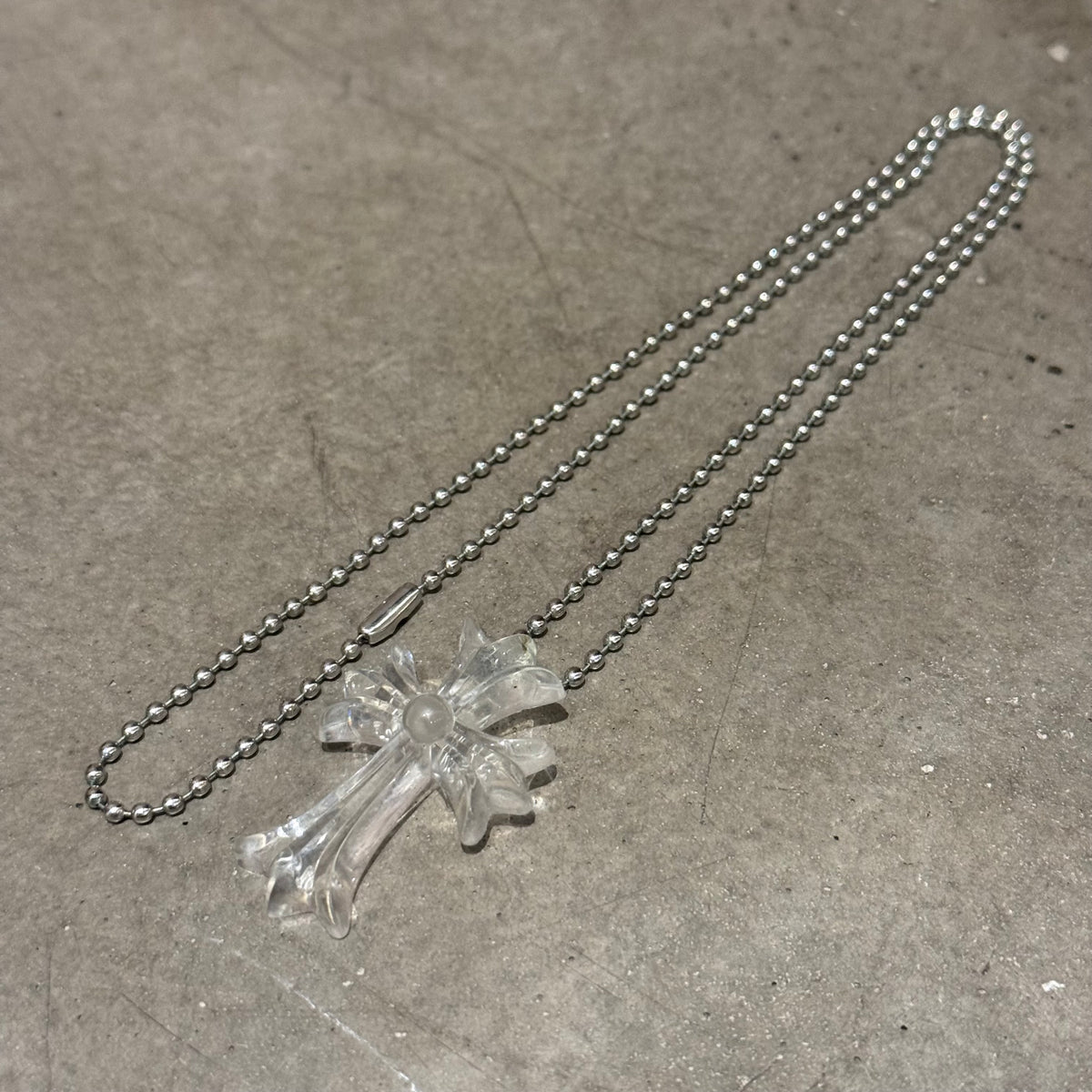 CHROME HEARTS SILICHROME CROSS NECKLACE ’CLEAR’