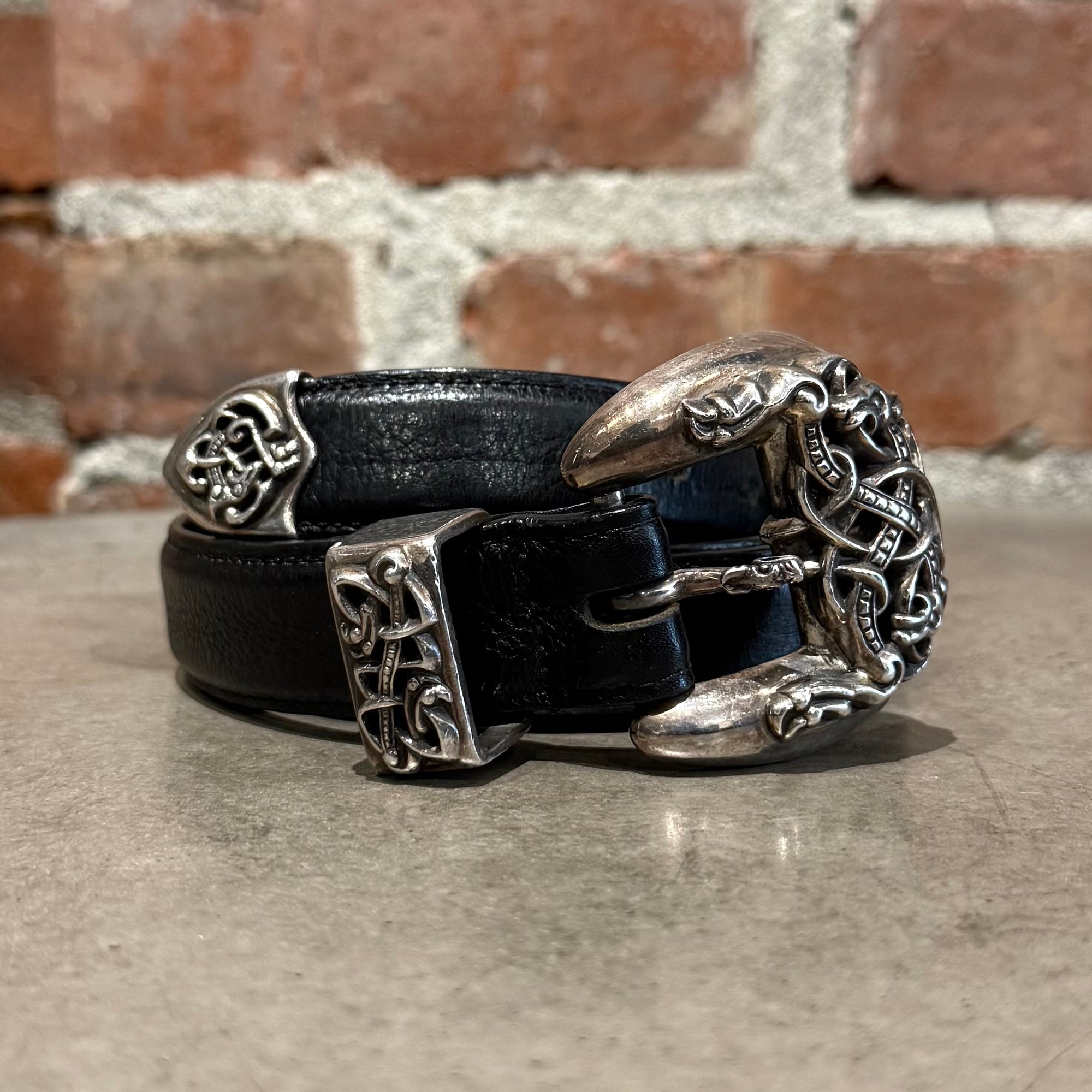 CHROME HEARTS 3-PIECE CELTIC 1" WESTERN BELT ‘BLACK’