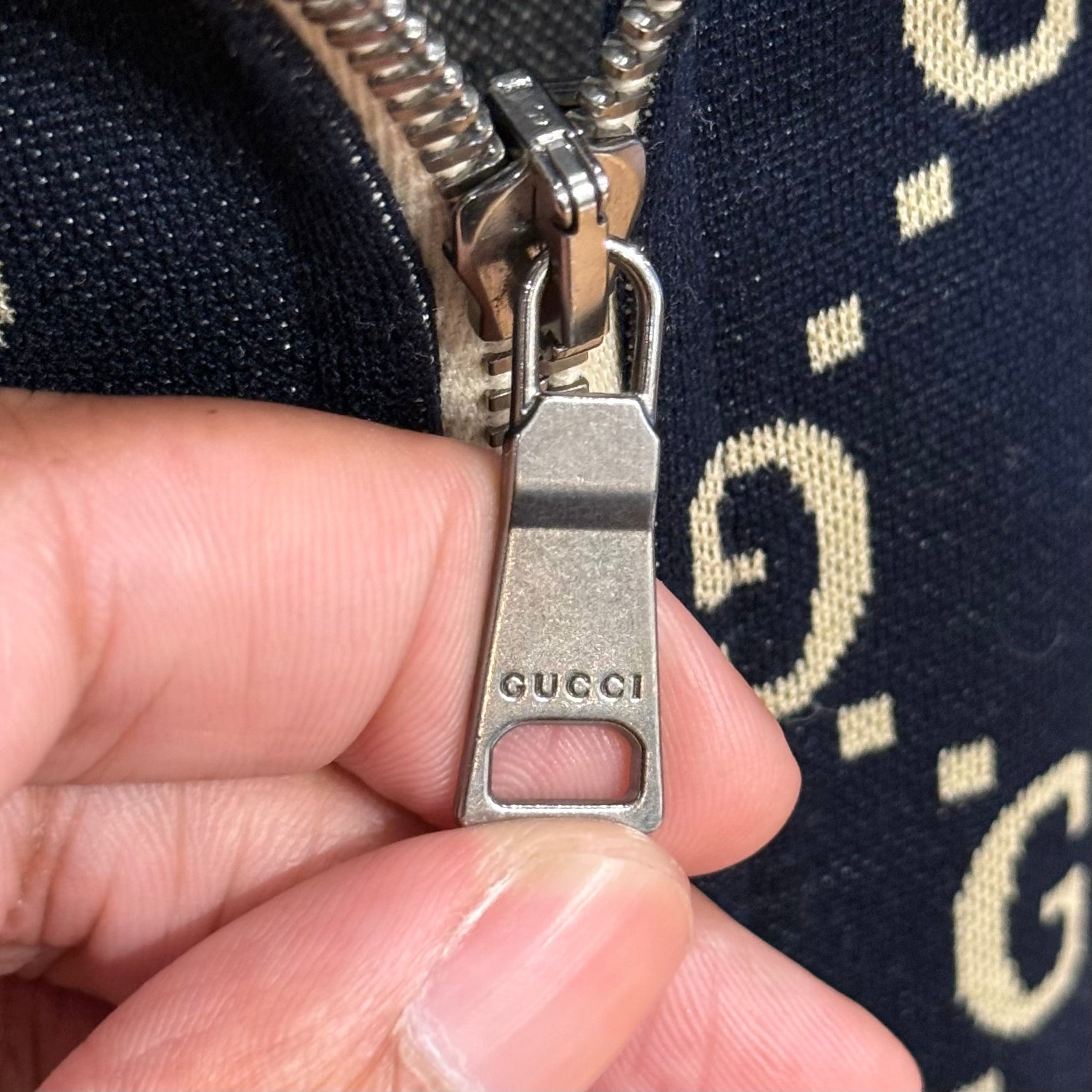 GUCCI GG PATTERN TRACK JACKET ‘NAVY/RED’