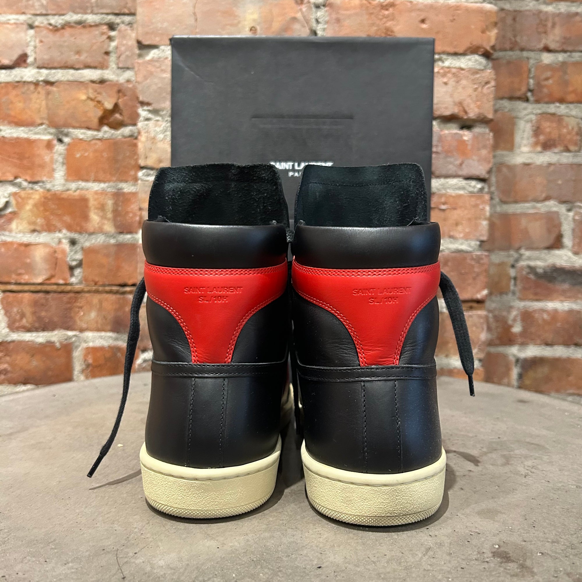 SAINT LAURENT PARIS SS15 SL/10 HIGH SNEAKERS ‘RED/BLACK’