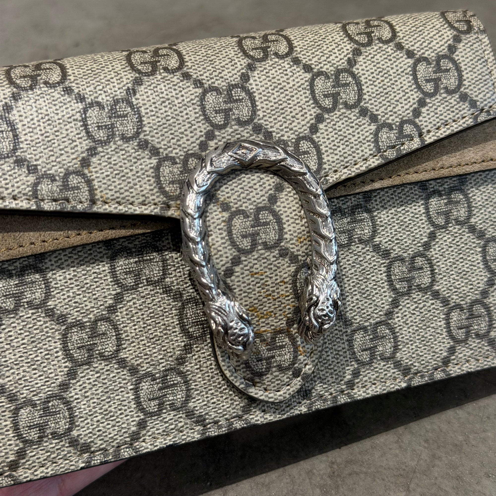 GUCCI DIONYSUS GG SUPREME SIDE BAG ‘TAUPE'