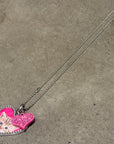 BALENCIAGA HEART PHOTO LOCKET KITTEN NECKLACE ‘SILVER/PINK’