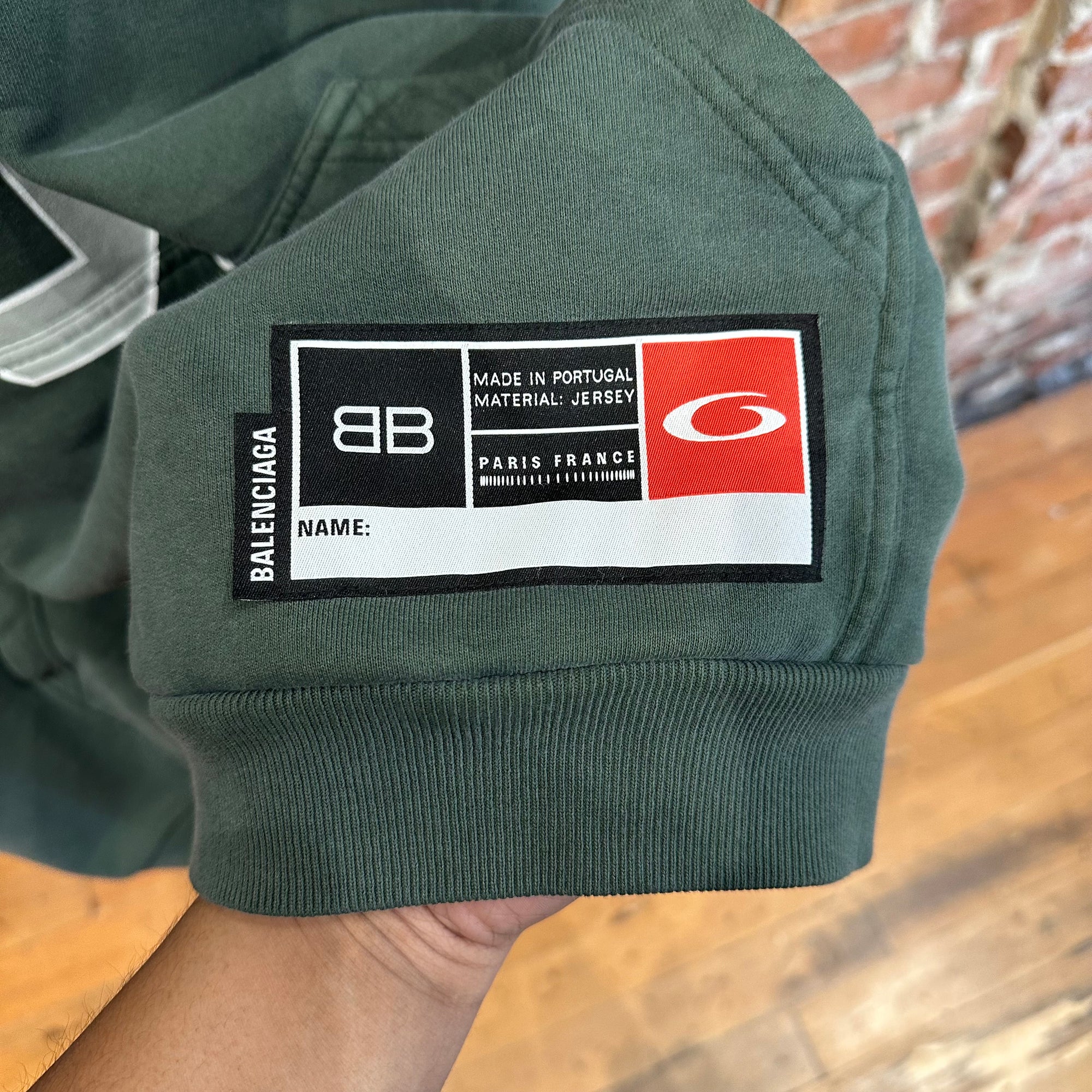BALENCIAGA SS25 BASKETBALL LARGE FIT HOODIE ‘FOREST’