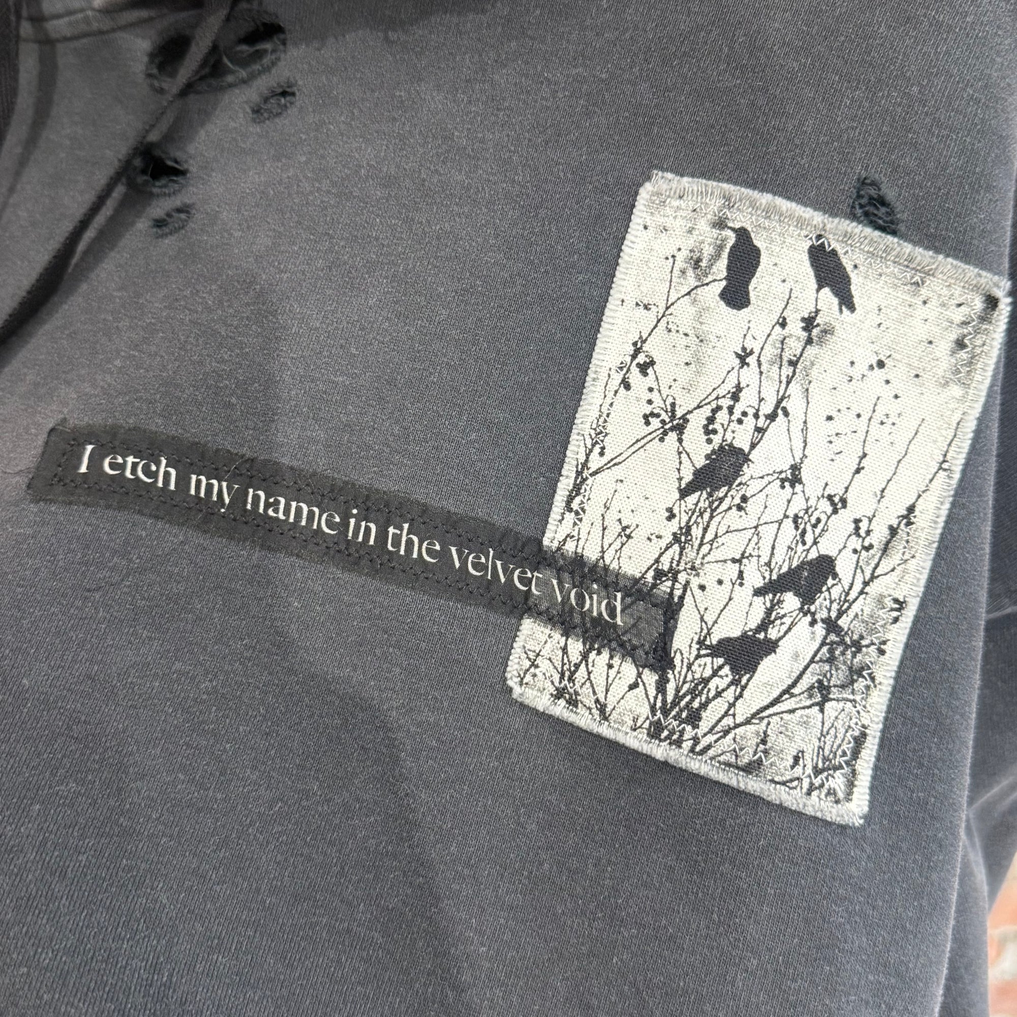 ANN DEMEULEMEESTER PATCHWORK VINTAGE HOODIE ‘VINTAGE BLACK’