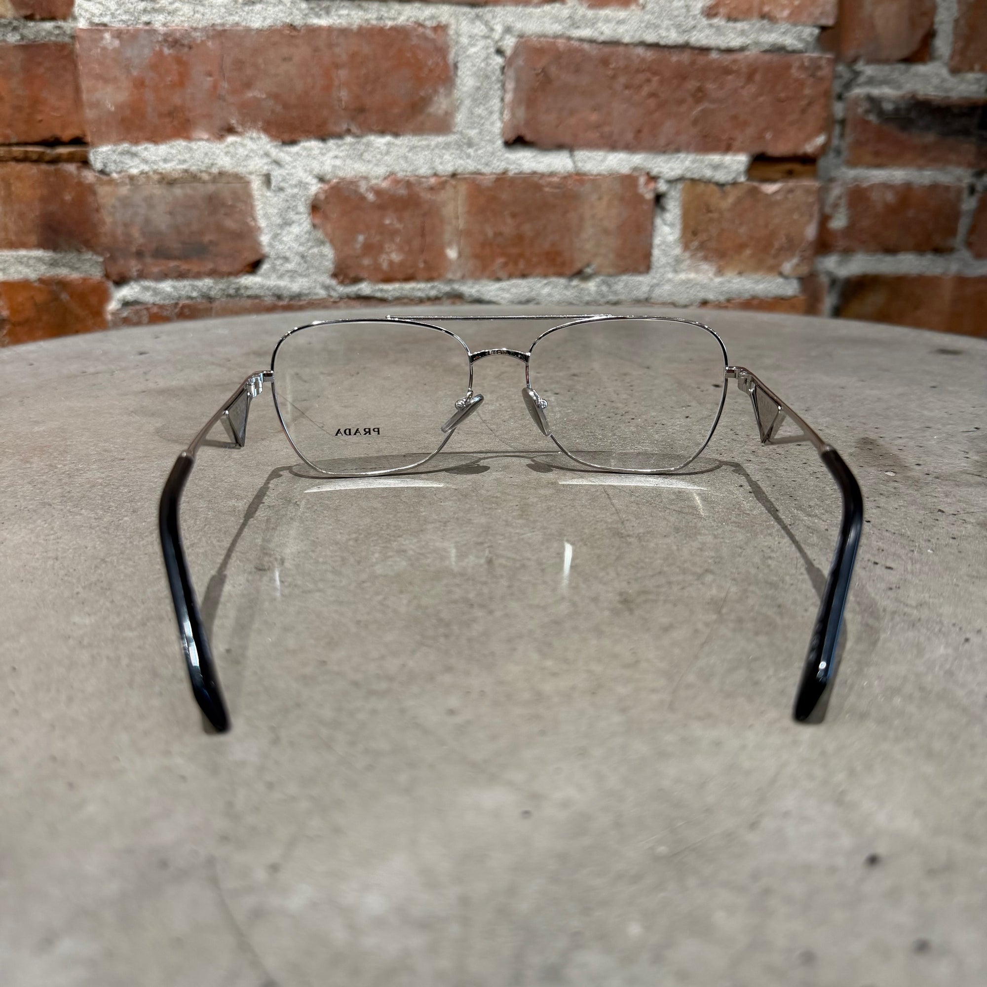 PRADA TRIANGLE BADGE GLASSES 'SILVER/BLACK'