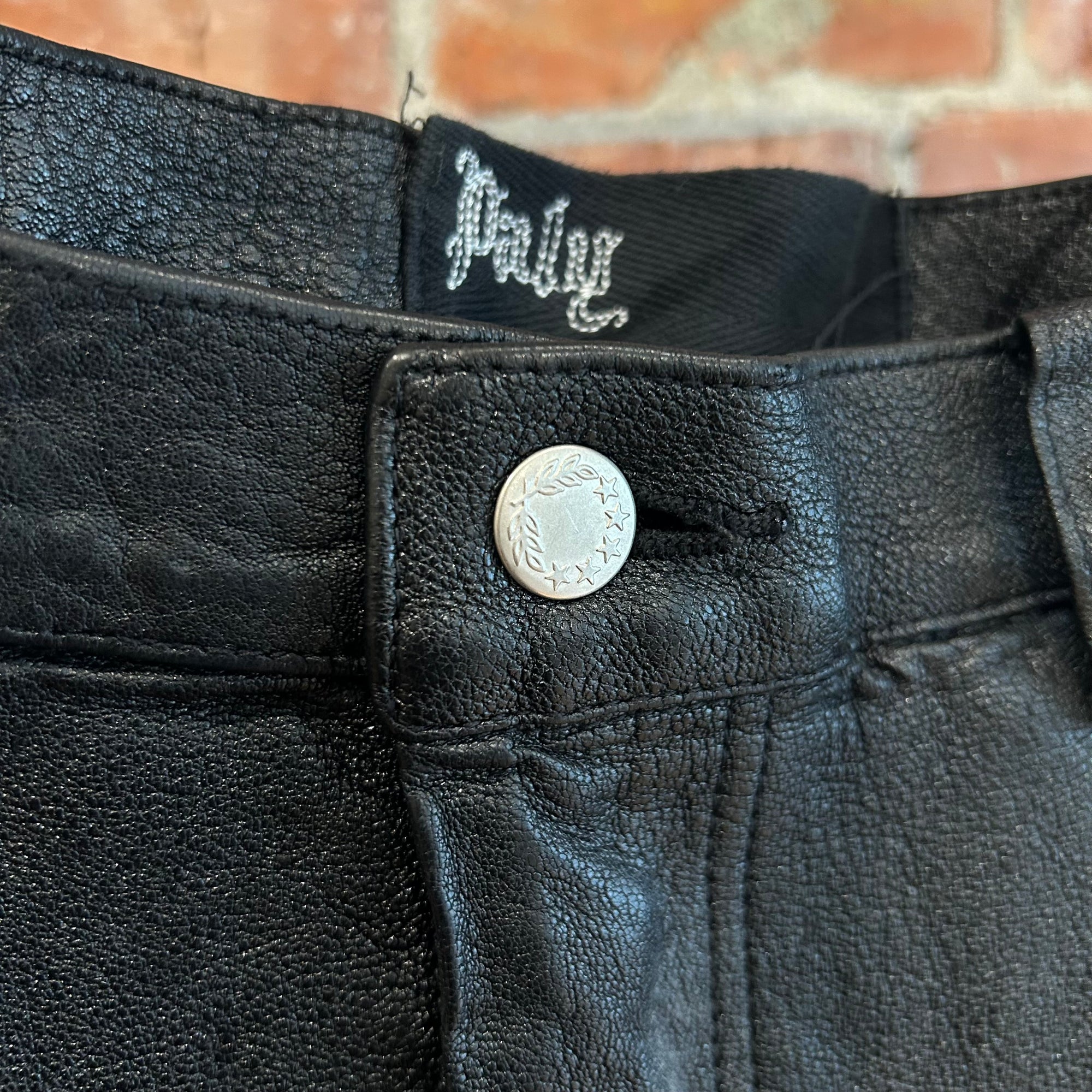 PALY HOLLYWOOD SS26 HOLY MOUNTAIN PAINTED LEATHER SHORTS ‘BLACK’