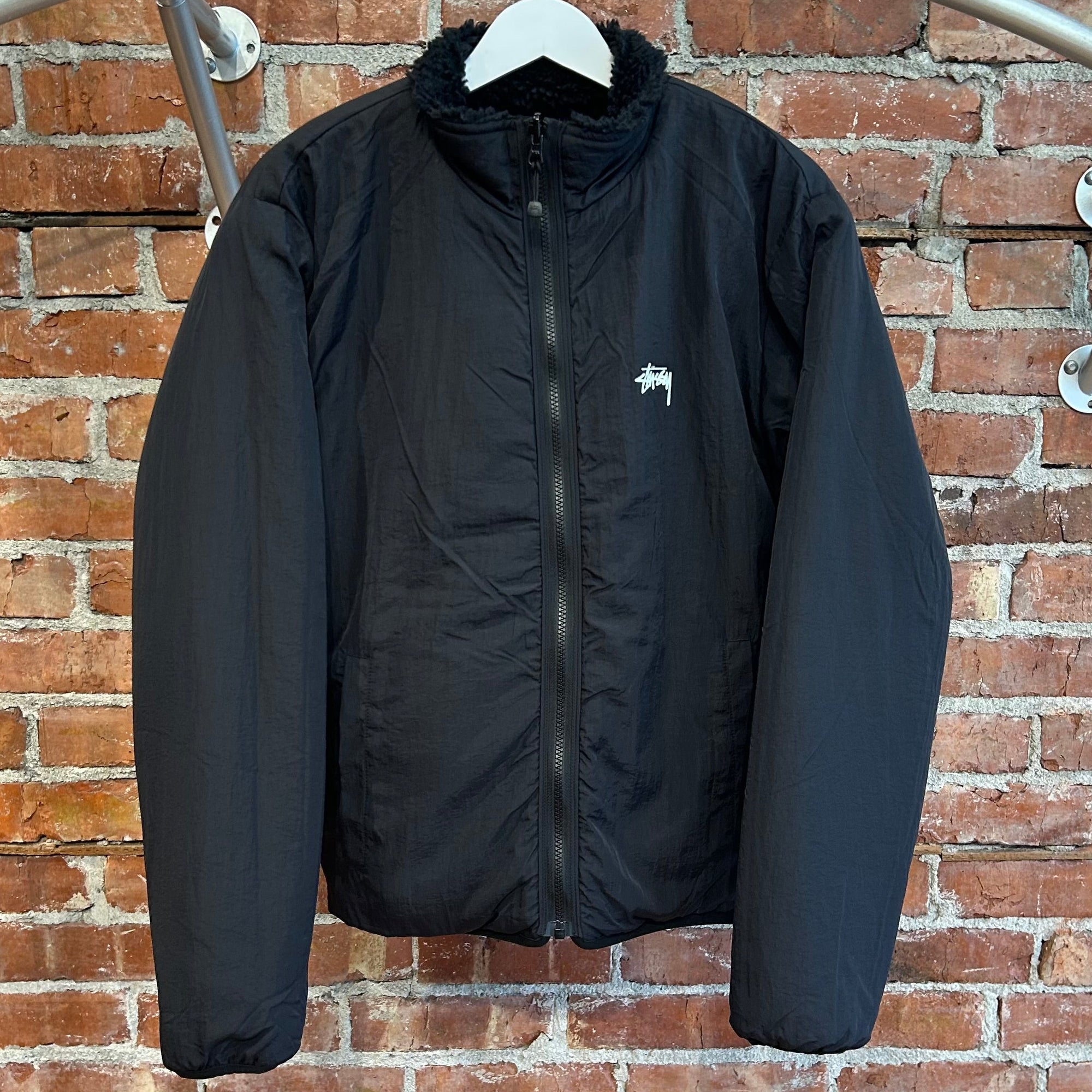 STUSSY REVERSIBLE FLEECE BOMBER JACKET ‘BLACK’