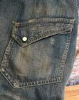SAINT MICHAEL AW23 DISTRESSED DENIM SHIRT ‘WASHED BLUE’
