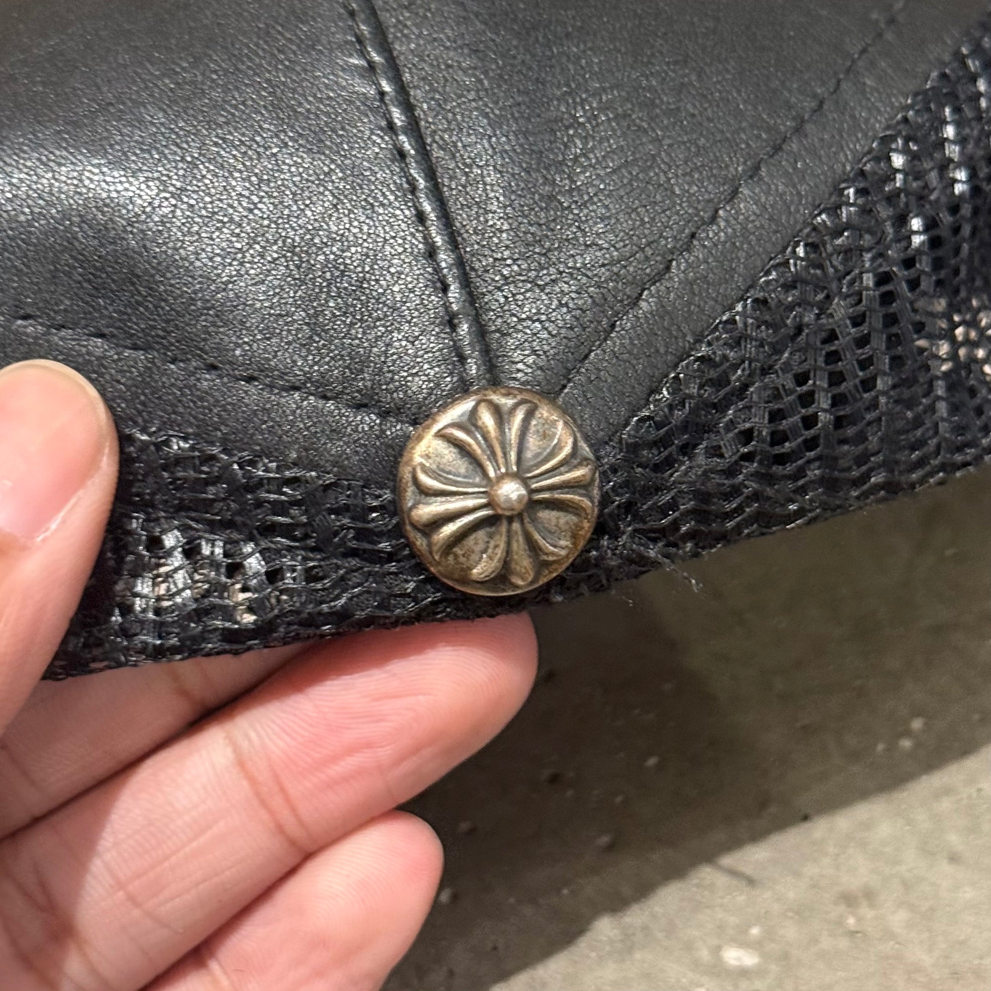 CHROME HEARTS FLEUR LEATHER HAT ‘BLACK’