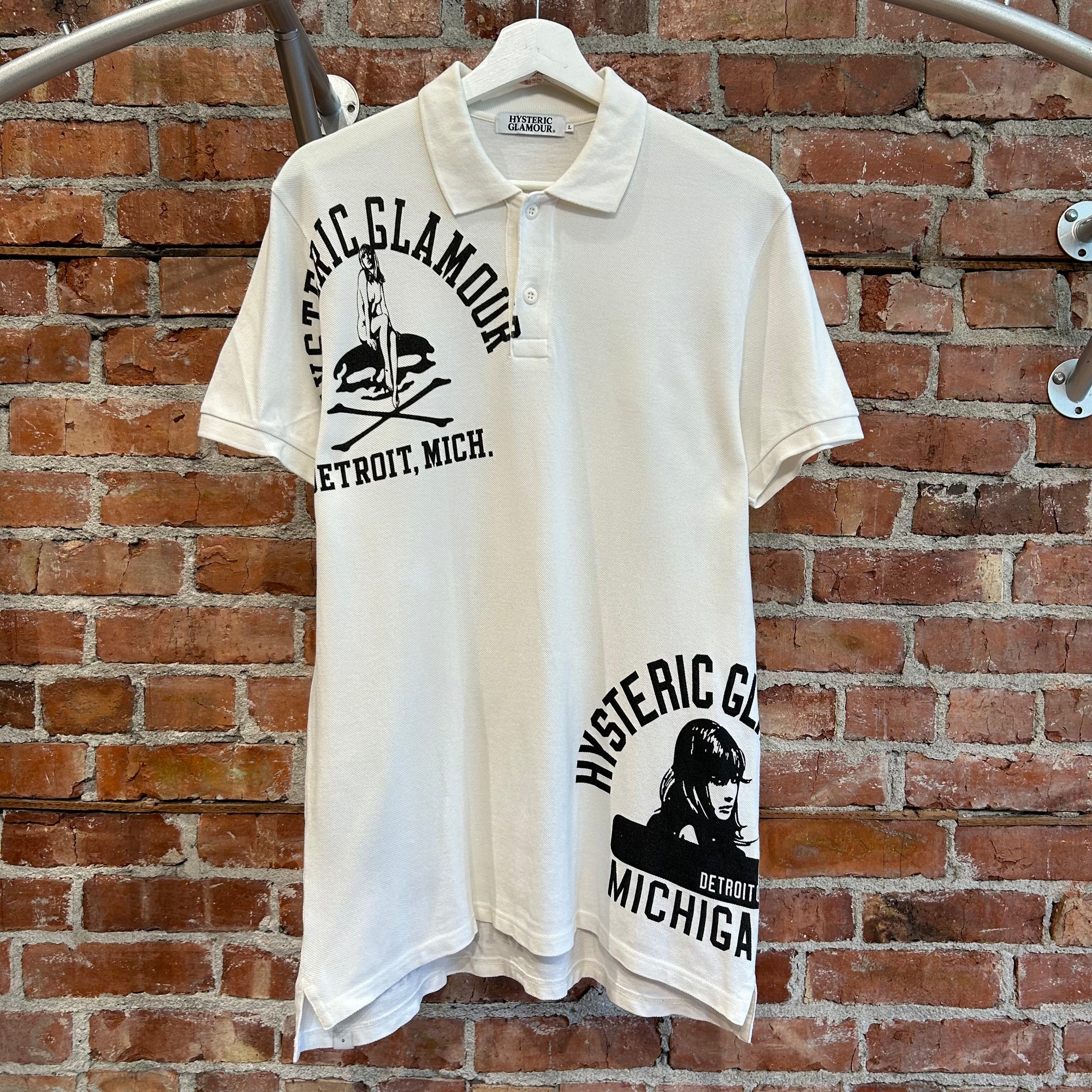 HYSTERIC GLAMOUR DETROIT PIN-UP POLO 'WHITE/BLACK'