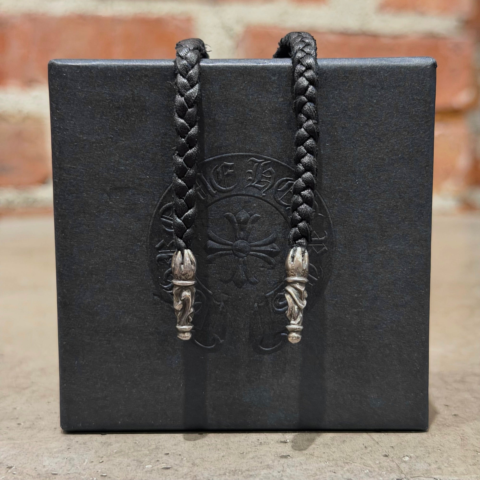 CHROME HEARTS LEATHER BRAIDED NECKLACE ‘BLACK’