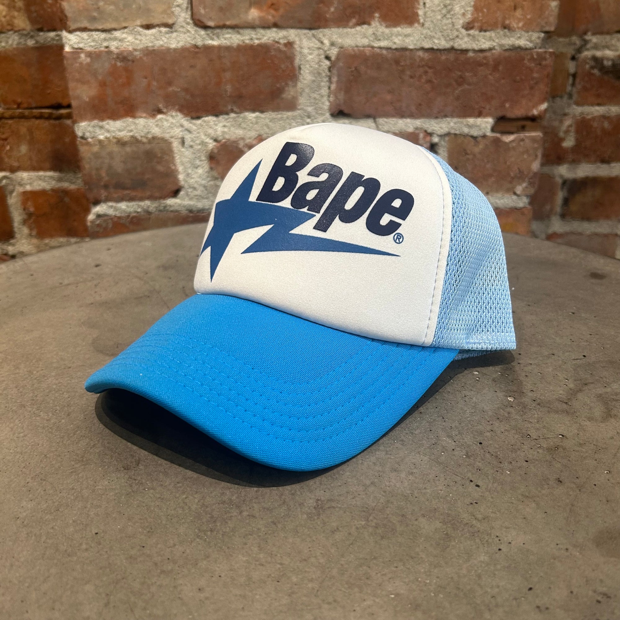 BAPE BAPESTA TRUCKER HAT ‘LIGHT BLUE/WHITE’